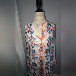 Tory Burch Blue and Orange Patterned Dress